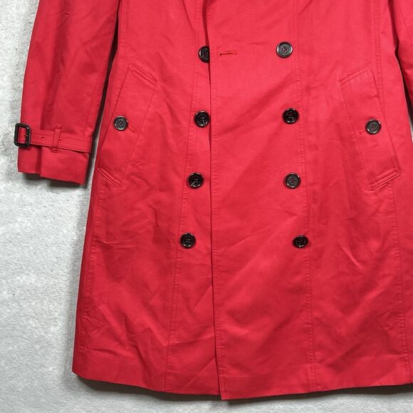 BURBERRY KENSINGTON Trench Coat Nova Check Lined Red Long Jacket Women Size 10 - Picture 4 of 16